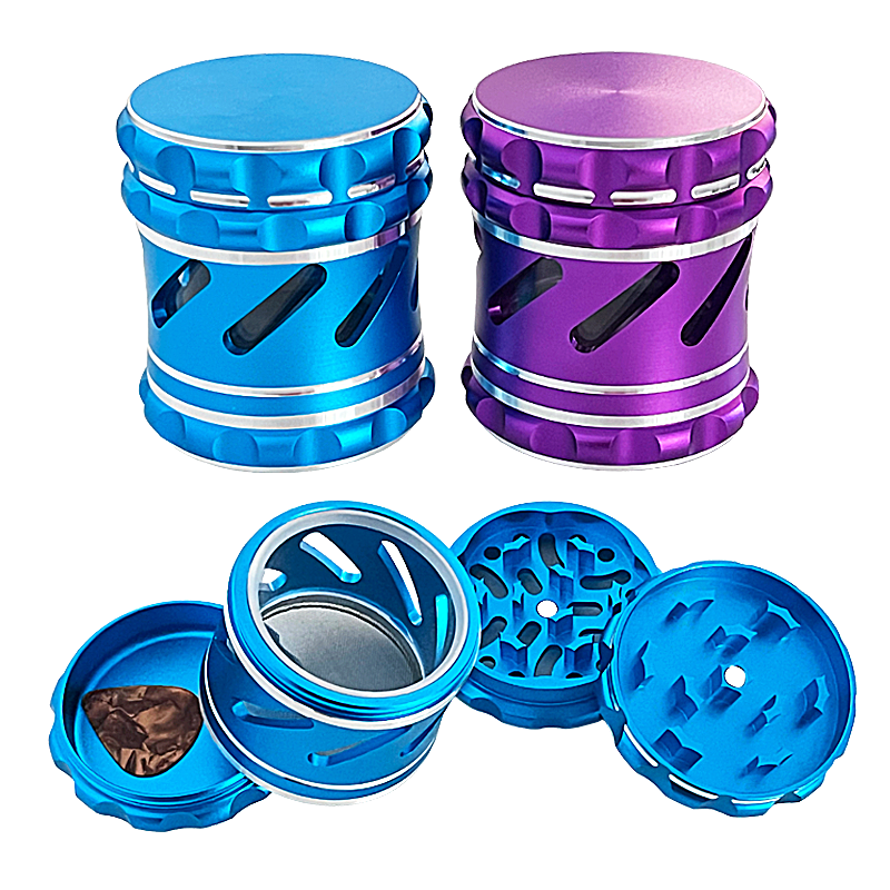 Crushers Matte Metallic See Through Drum Shaped 4 Part Grinder | 63mm | (GR718) | Assorted Colors product image